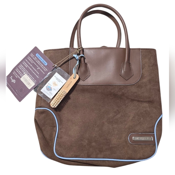 Murano Brown Hand Bag Suede with Blue Accents - Picture 1 of 7